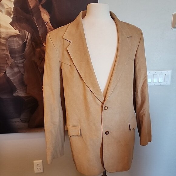 Pioneer Wear Mens 50L Western Blazer Hunting Jacket Brown Corduroy Ranch Vintage - Picture 1 of 11
